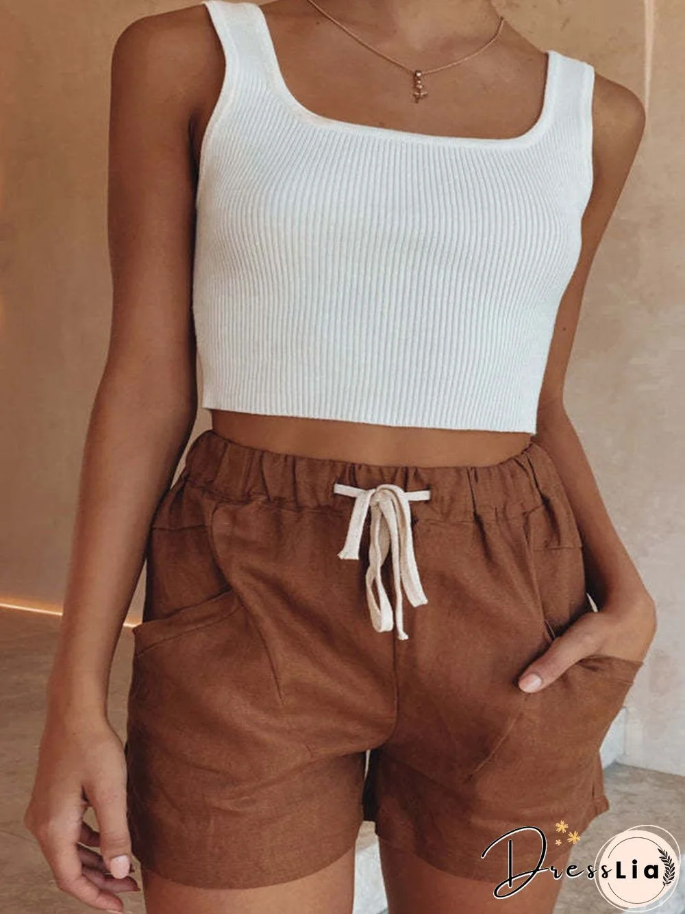 Women'S Shorts Casual Lace-Up Pocket Track Shorts