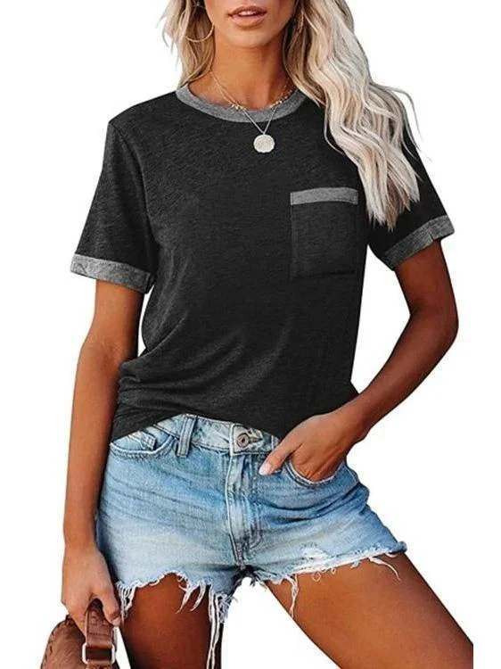 Round neck Simple casual women T-shirts Tops