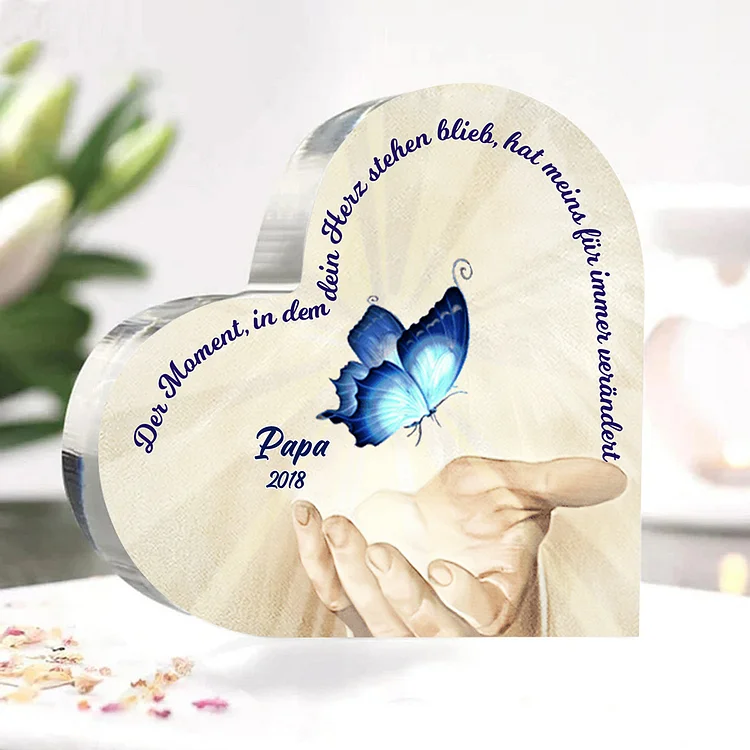 Kettenmachen Personalisierte 1 Name & Jahr Blau Schmetterling Acryl-Deko-Trauer Schreibtischdekoration