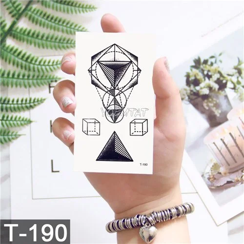Geometric Moose Elk Arrow Temporary Tattoo Panda Women Hand Tatoo Sticker Triangle Wolf Body Arm Art Waterproof Tattoo Men