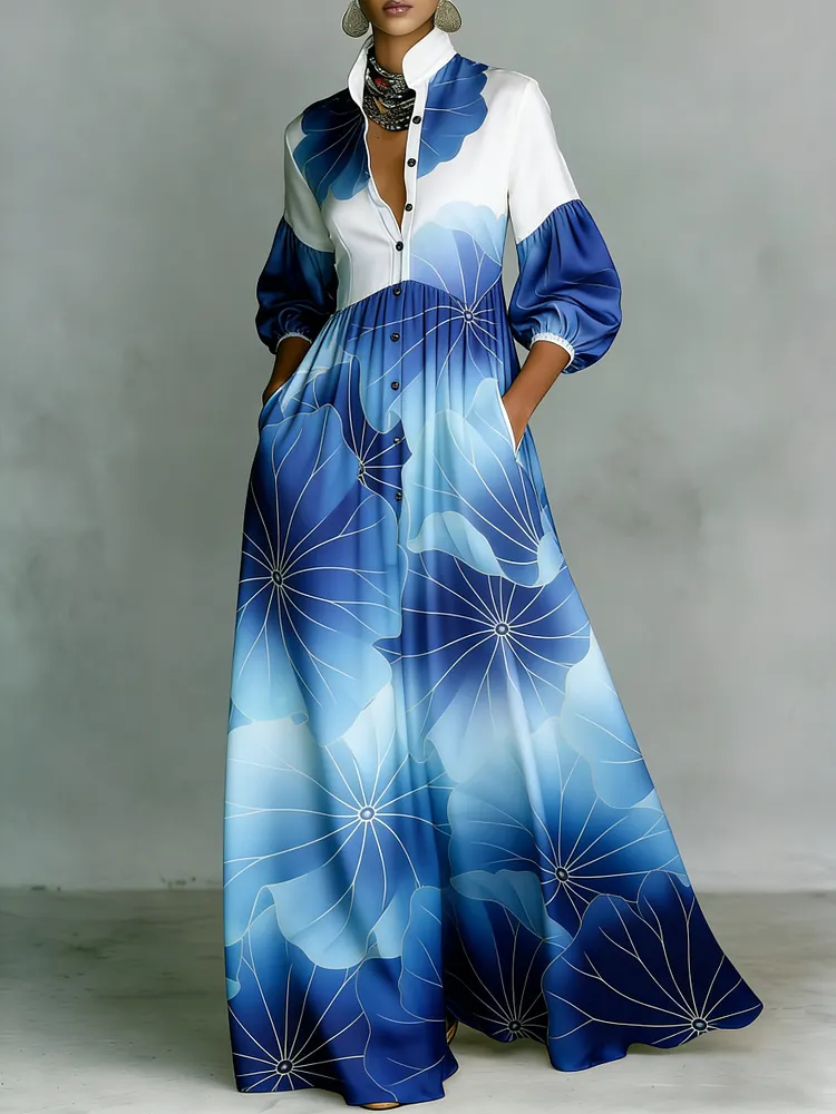 Women's Printed Elegant Romantic Vacation Medium Sleeve Maxi Dress
