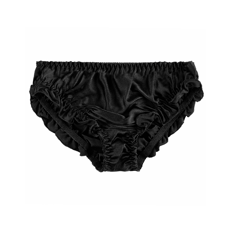 Clearance-Pleated Trim Silk Panties REAL SILK LIFE