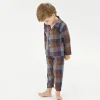 Boys and Girls Casual Plaid Long-sleeved Trousers Two-piece Pajamas