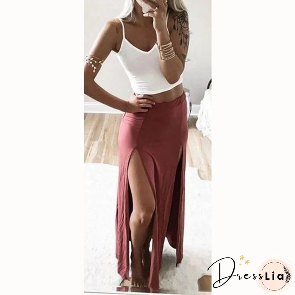 Summer New Women Long Skirts Solid Sexy Split Pencil Skirts