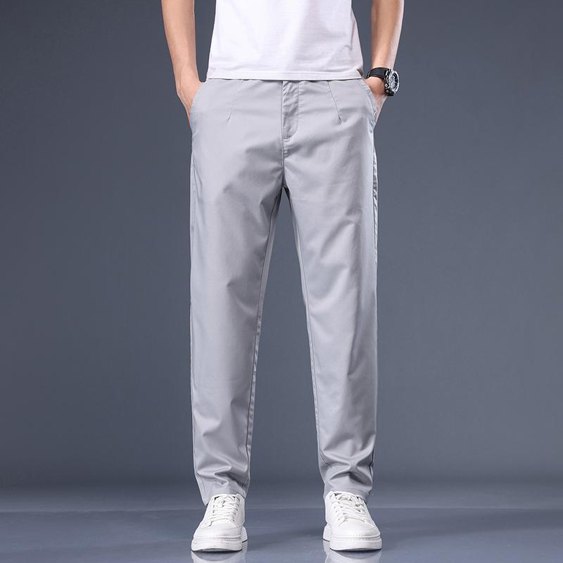 Mens Pants Cotton Casual Stretch Male Trousers Man Long Straight High Quality 4 Colors Plus Size Pant Suit 42 44 46 Cy6234