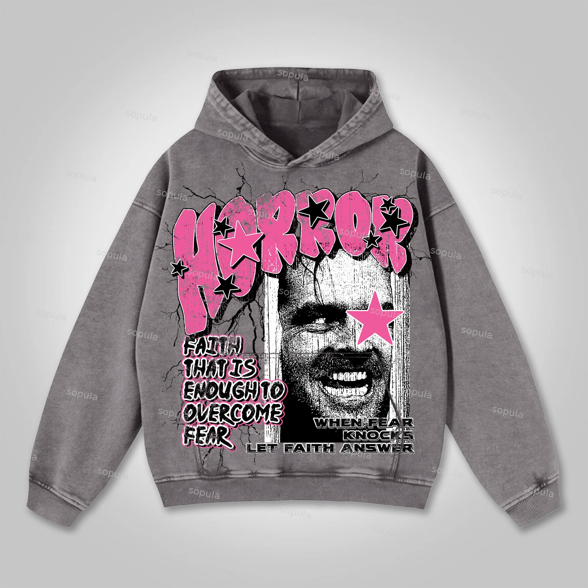 Sopula Shining Vintage Graphic Washed Cotton Hoodie - SOPULA