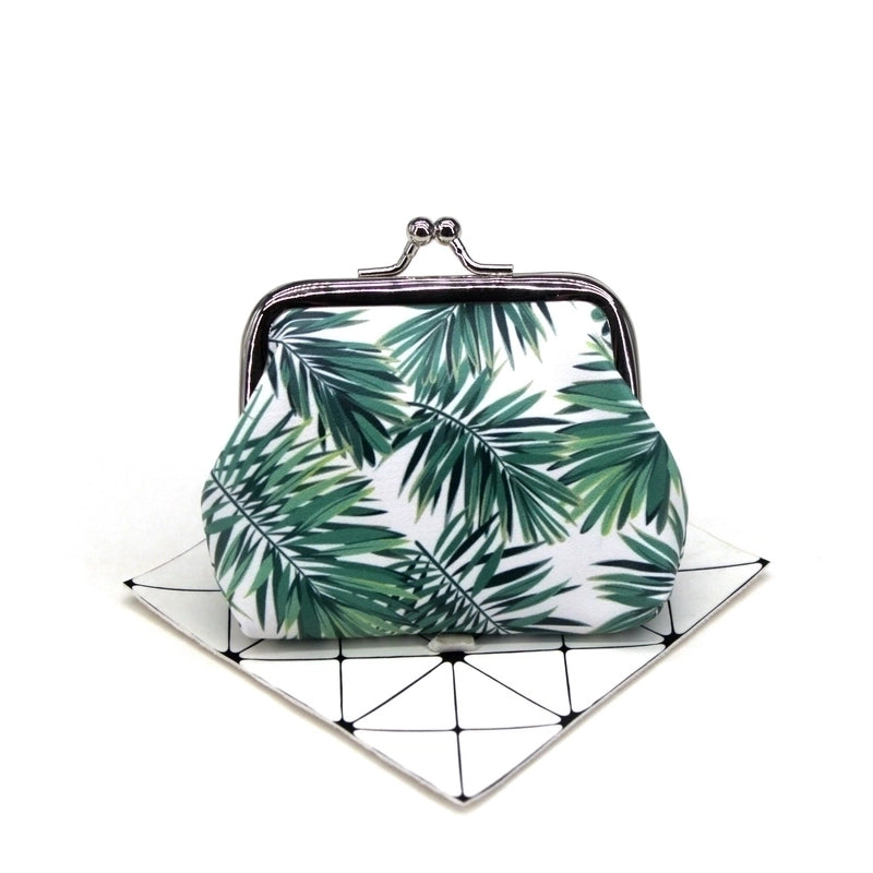 Women’s Leaves Pu Leather Buckle Coin Purses