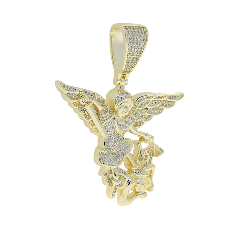 Iced Out Gold/Silver Bling Pave CZ Stone Brass Pendants