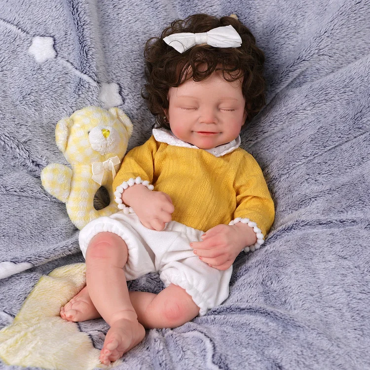 Babeside Cookie 16'' Full Silicone Reborn Baby Doll Cute Girl Asleep Sweet Smile Yellow