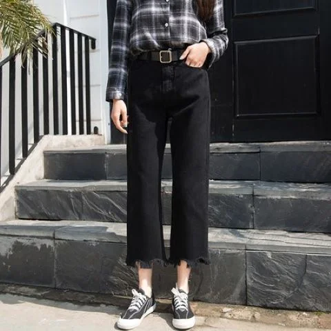 Jeans Women High Street Student Ulzzang Casual Straight Pocket Mujer De Moda Denim Trouser Female Korean Style All-match Fashion