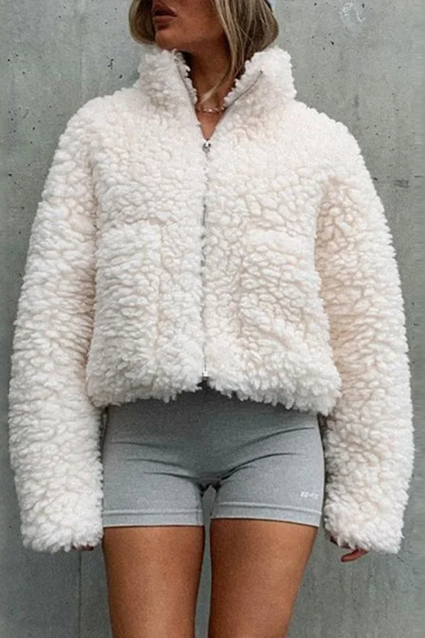 Plush Cropped Lambskin Coat