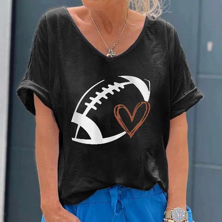Rugby Printed V-neck Women's T-shirt