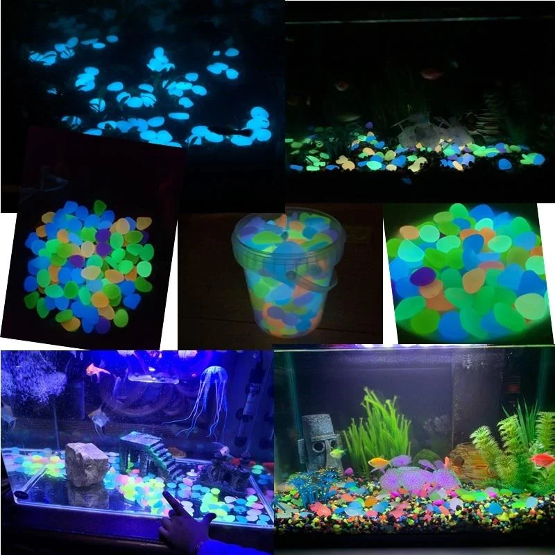 100pcs Glow in the Dark Pebbles Landscaping Glow Stones for Garden Pond Aquarium