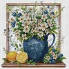 White Flowers In Vase-14CT Stamped Cross Stitch 45*45cm/17.72*17.72in tapestrymarket