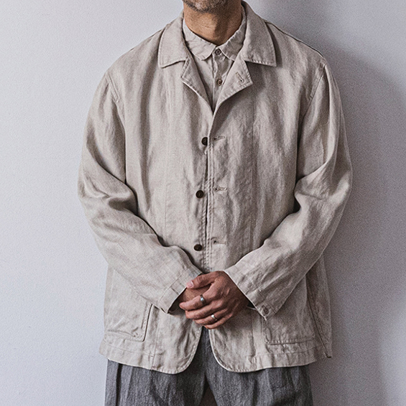 Men's Casual  Linen Twill Work Jacket