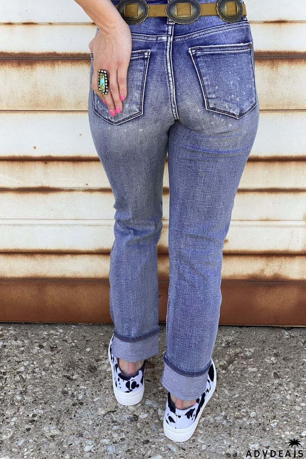 Splatter Boyfriend Straight Ripped Jeans