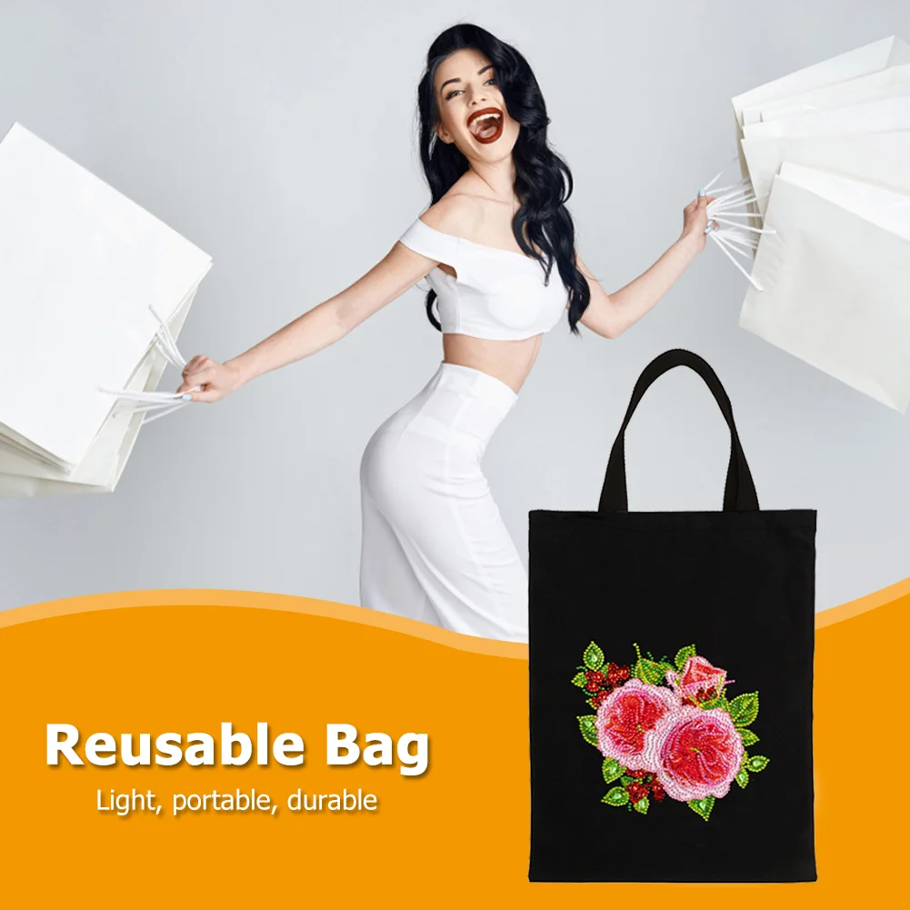 DIY Diamond Painting Eco-Friendly Canvas Bag - Rose