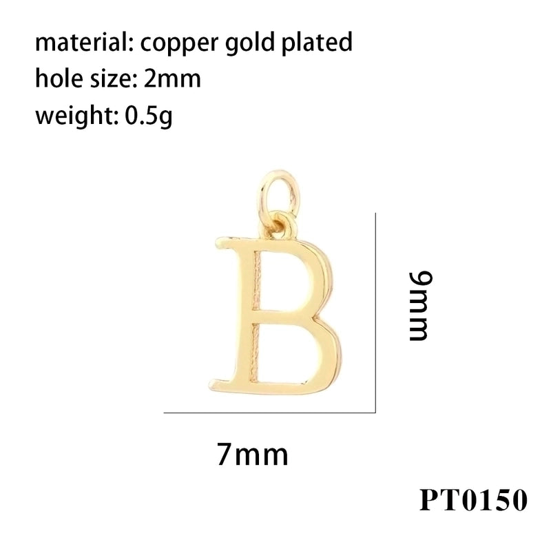 Minimalist Letter Copper Plating 18k Gold Plated Charms