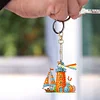 (US Only)6Pcs Double Sided Special Shape Bunny Lighthouse Diamond Painting Keychain
