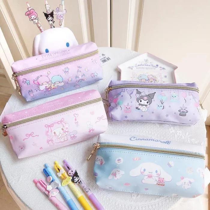 Hello Kitty Kuromi My Melody Little Twin Stars Cinnamoroll Pencil Case Cosmetic Pouch Pen Bag 2-Side Opening for School Teen Girls Women A Cute Shop - Inspired by You For The Cute Soul 