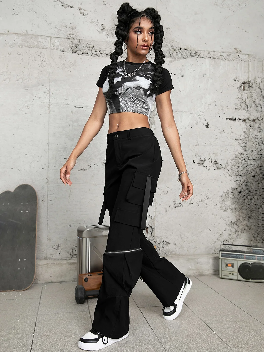 Solid Flap Pocket Cargo Pants