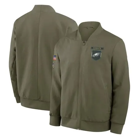 Men's Philadelphia Eagles  Olive 2025 Salute to Service Sideline Full-Zip Bomber Jacket