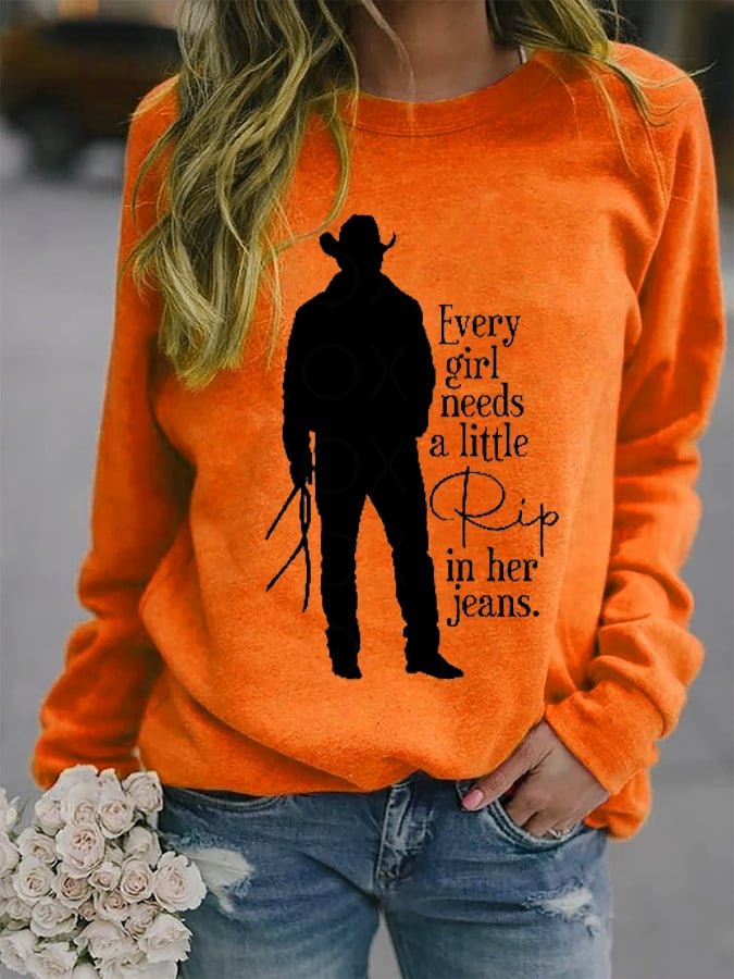 Women's Every Girl Needs a Little Rip Beth Dutton Printed Casual Sweatshirt