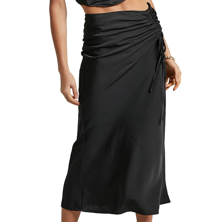 Midi Skirt High Waist Maxi Skirt Soft Elastic Long Skirts for Women Summer Party-Annaletters