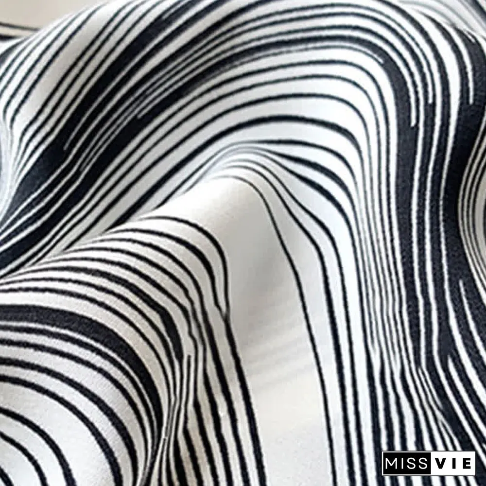 Colorblock Stripe Print Lapel Shirt Workwear