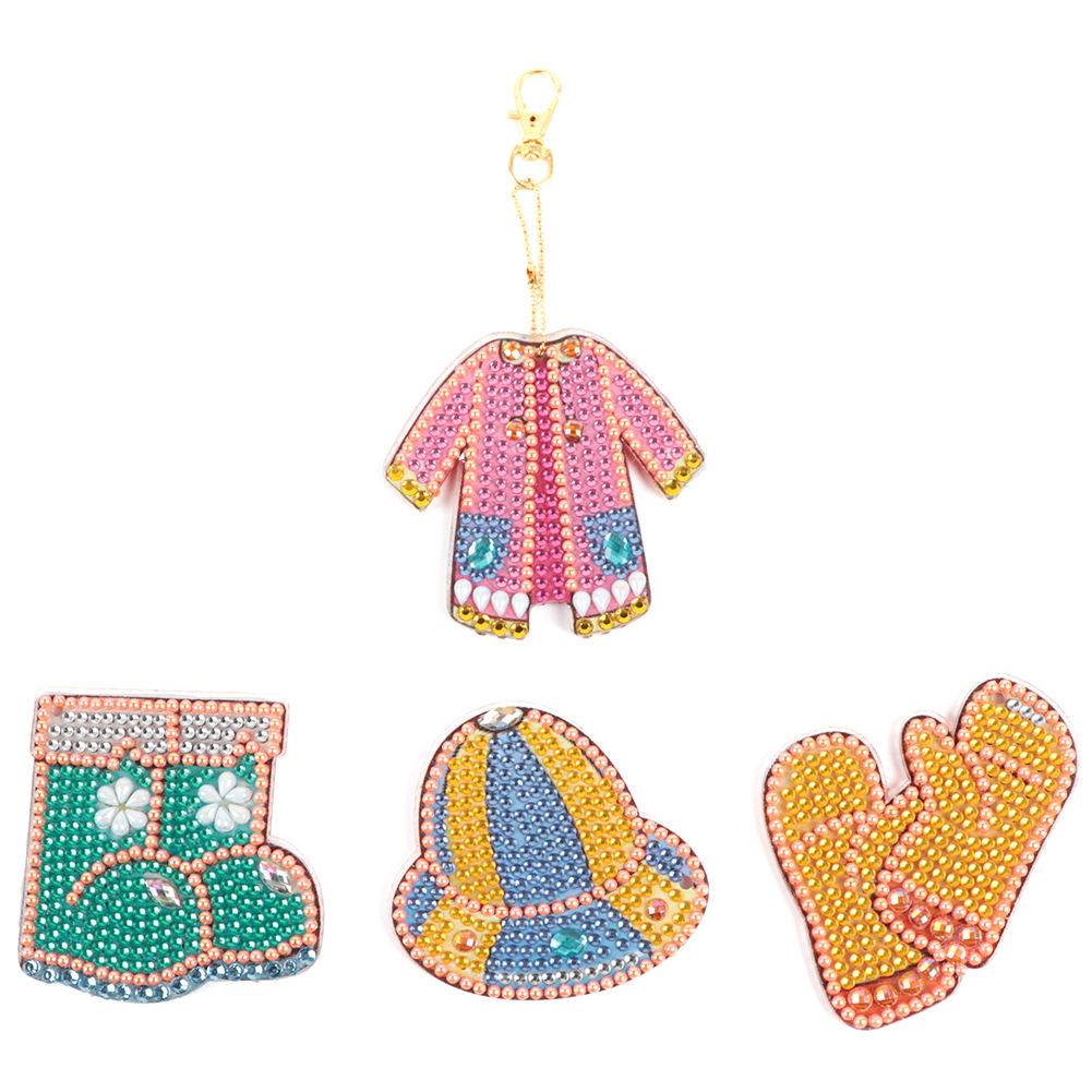 

4pcs Winter Clothing-DIY Creative Diamond Keychain, 501 Original