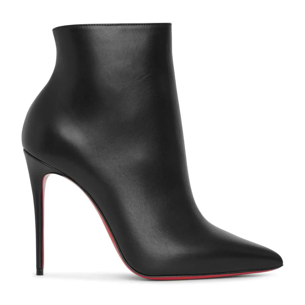 100mm Women's Closed Pointed Toe Red Soles Stilettos Ankle Matte Boots-vocosishoes