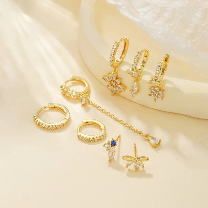 1 Set Classic Style Geometric Inlay Brass Zircon 18K Gold Plated Drop Earrings