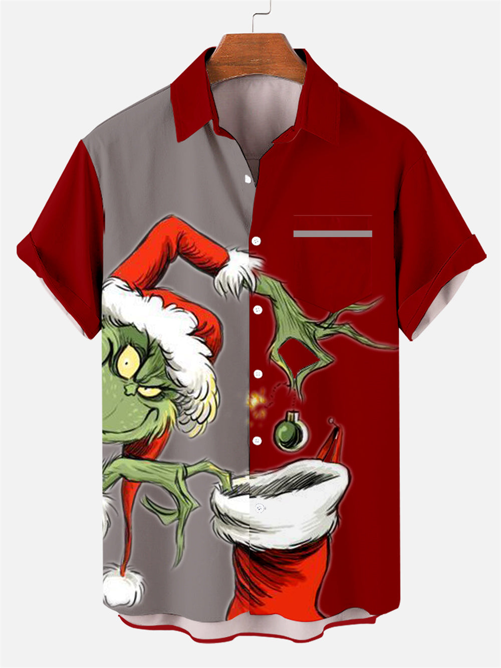Men's Christmas Creative Pattern Short Sleeve Shirt PLUSCLOTHESMAN