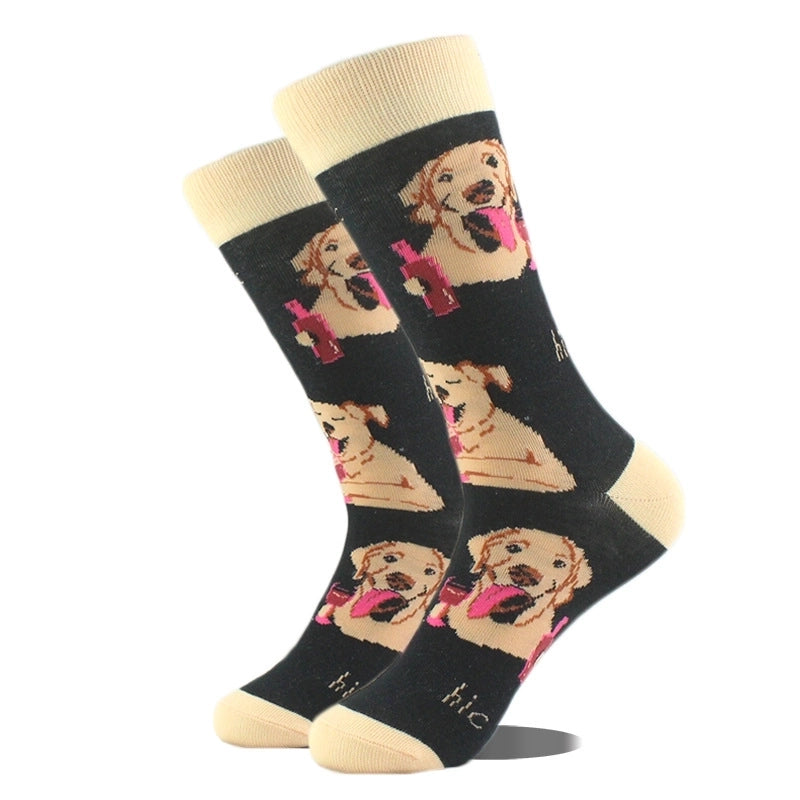 Unisex Cute Printing Animal Color Block Cotton Ankle Socks A Pair