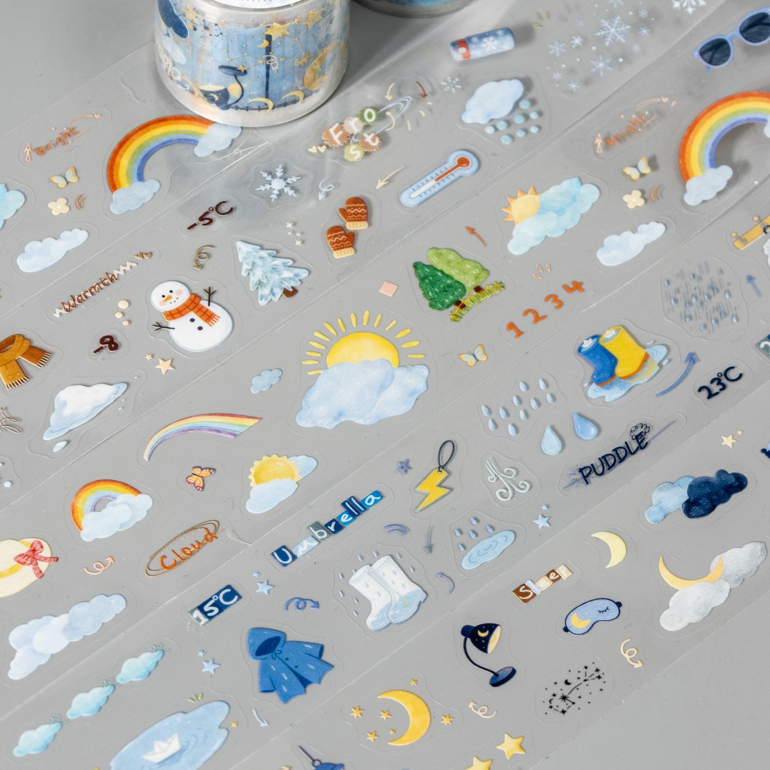 PET 테이프 - 날씨 예보 시리즈 귀여운 비 눈 구름 무지개