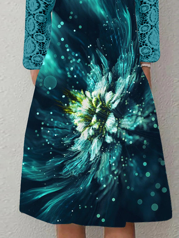 Women Half Sleeve V-neck Solid Color Dress