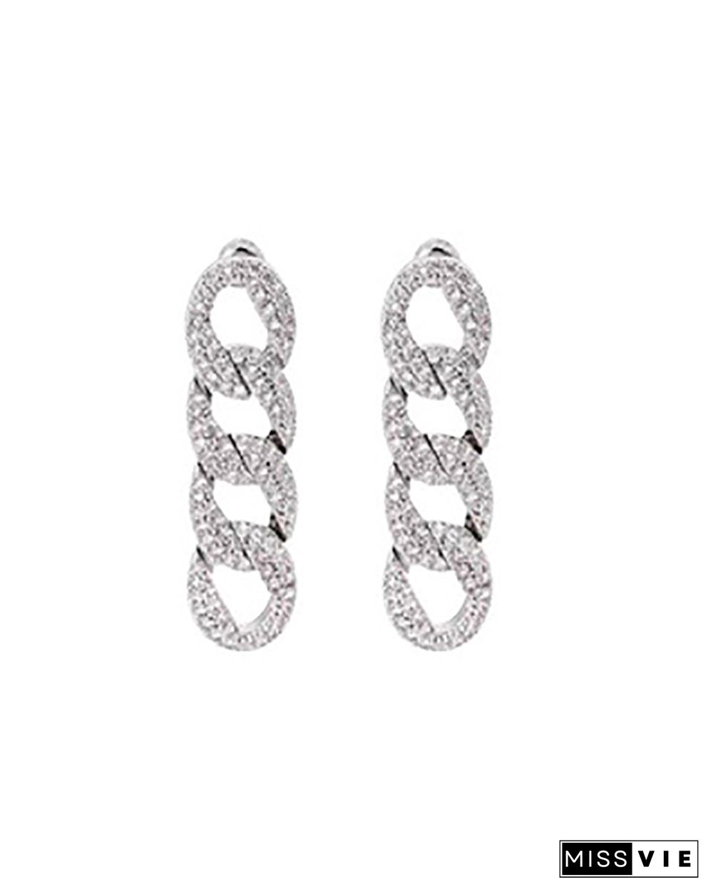1Pair Chain Pattern Studded Drop Earrings