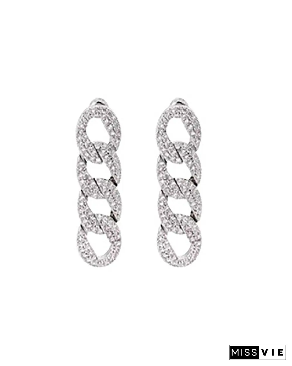 1Pair Chain Pattern Studded Drop Earrings
