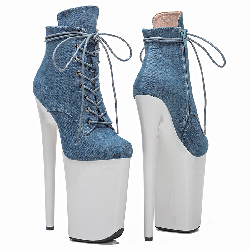 VCshoes 23CM/9inches Denim Upper Fashion Trend Pole Dance Shoes High Heels Pole Dance Boot