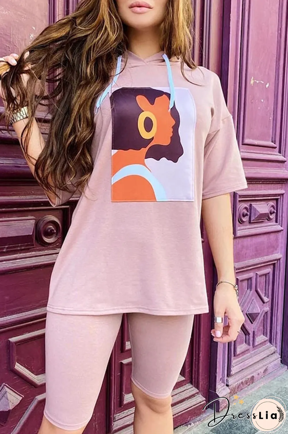 Cartoon Print Hoodie Two Pieces Sets