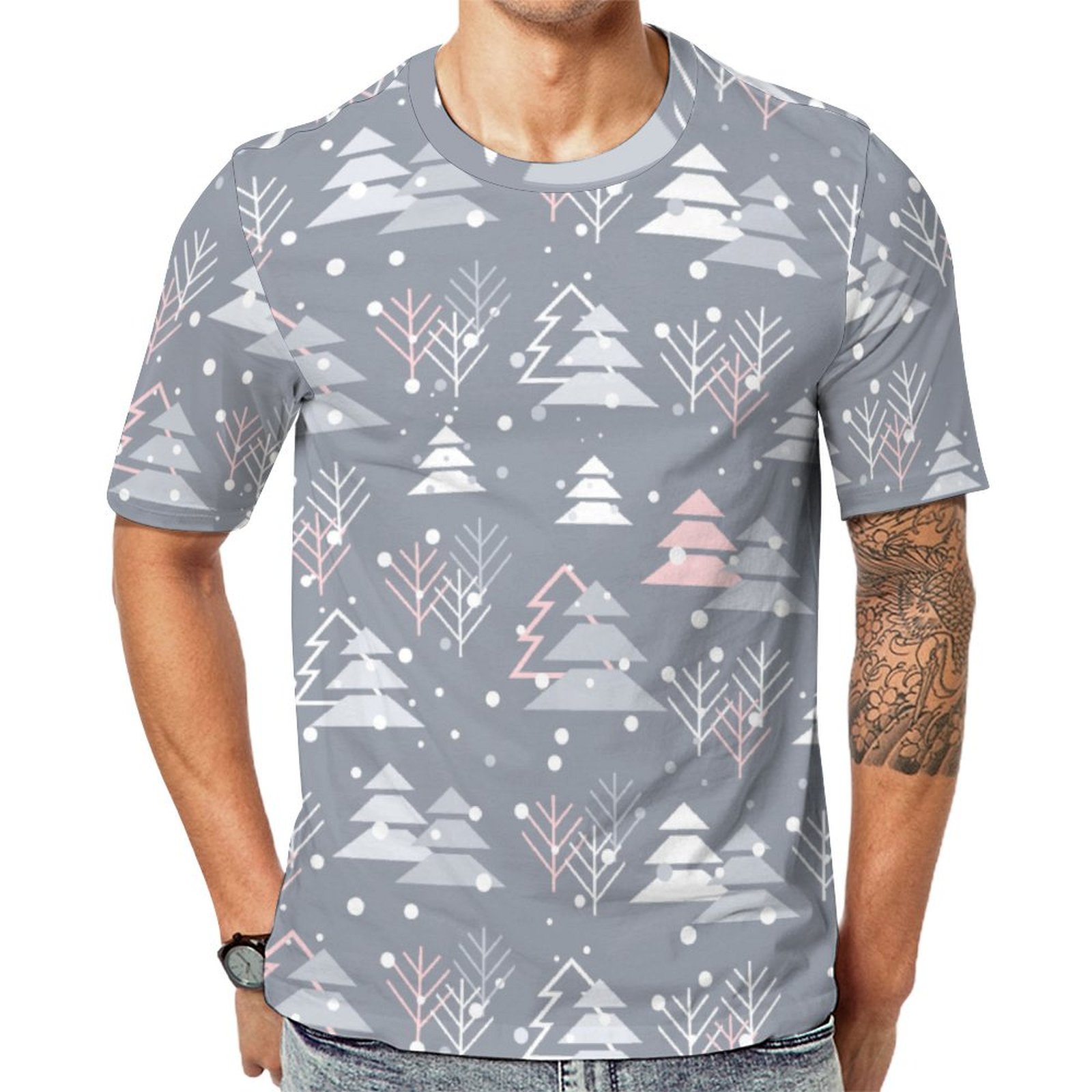 Elegant Minimalist Merry Christmas Tree Short Sleeve Print Unisex Tshirt Summer Casual Tees for Men and Women Coolcoshirts