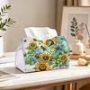 (24cm)Diamond Art Tissue Box DIY PU Napkin Cover for Home(Sunflowers and Dragonflies)