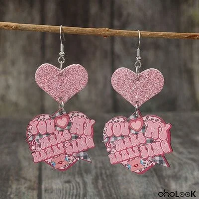 Heart Shape Wooden Earrings