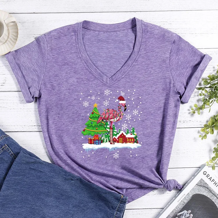 Christmas V-neck T Shirt-Annaletters