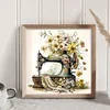 (Stamped/Counted) Retro Floral Sewing Machine - 14CT Cross Stitch 40*40cm/15.75*15.75in