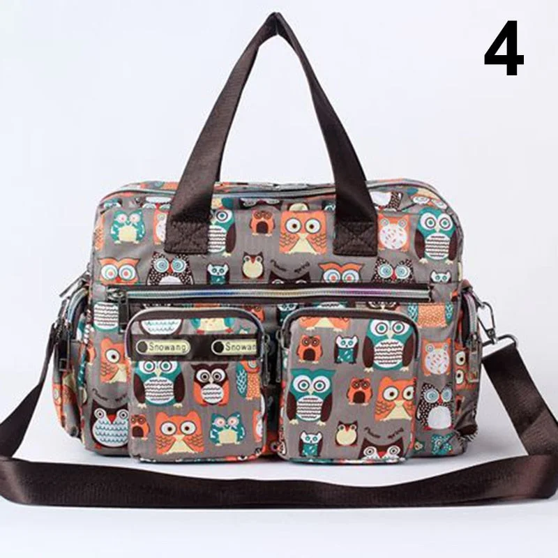 Women Handbag Vintage Flower Printed Waterproof Nylon Shoulder Messenger Bag Large Capacity Tote Bag Casual Picnic Travel Bags