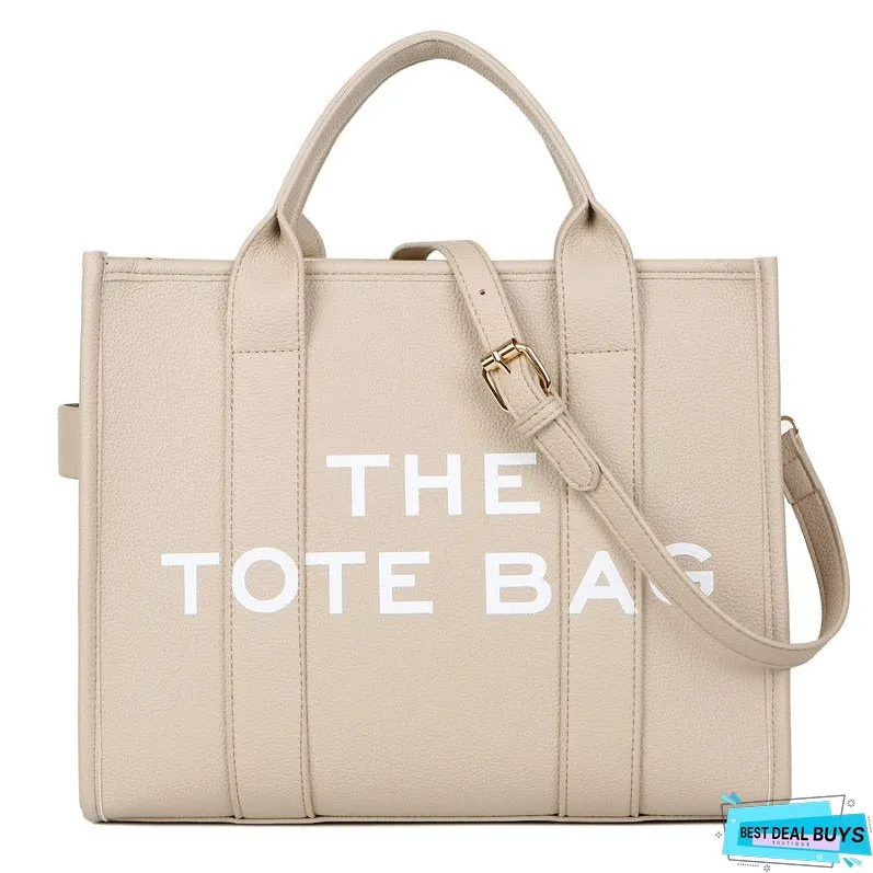 Cross-Border Foreign Trade Women's Bag One Piece Dropshipping New Solid Color Pu Letter Tote Bag Simple Casual Large Capacity Handbag
