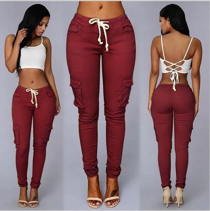 Brownm Bullet Pencil Women's Drawstring Lace Casual Pants