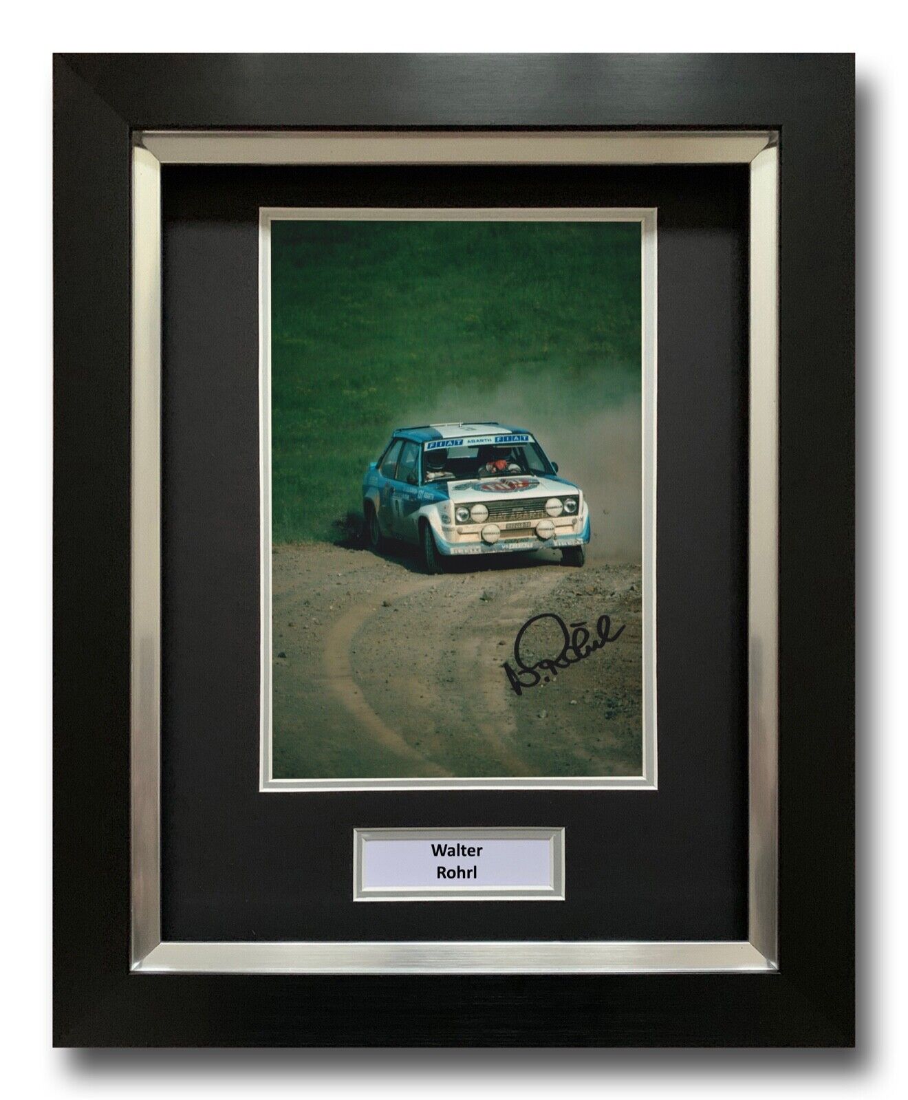 WALTER ROHRL HAND SIGNED FRAMED Photo Poster painting DISPLAY FIAT RALLY AUTOGRAPH