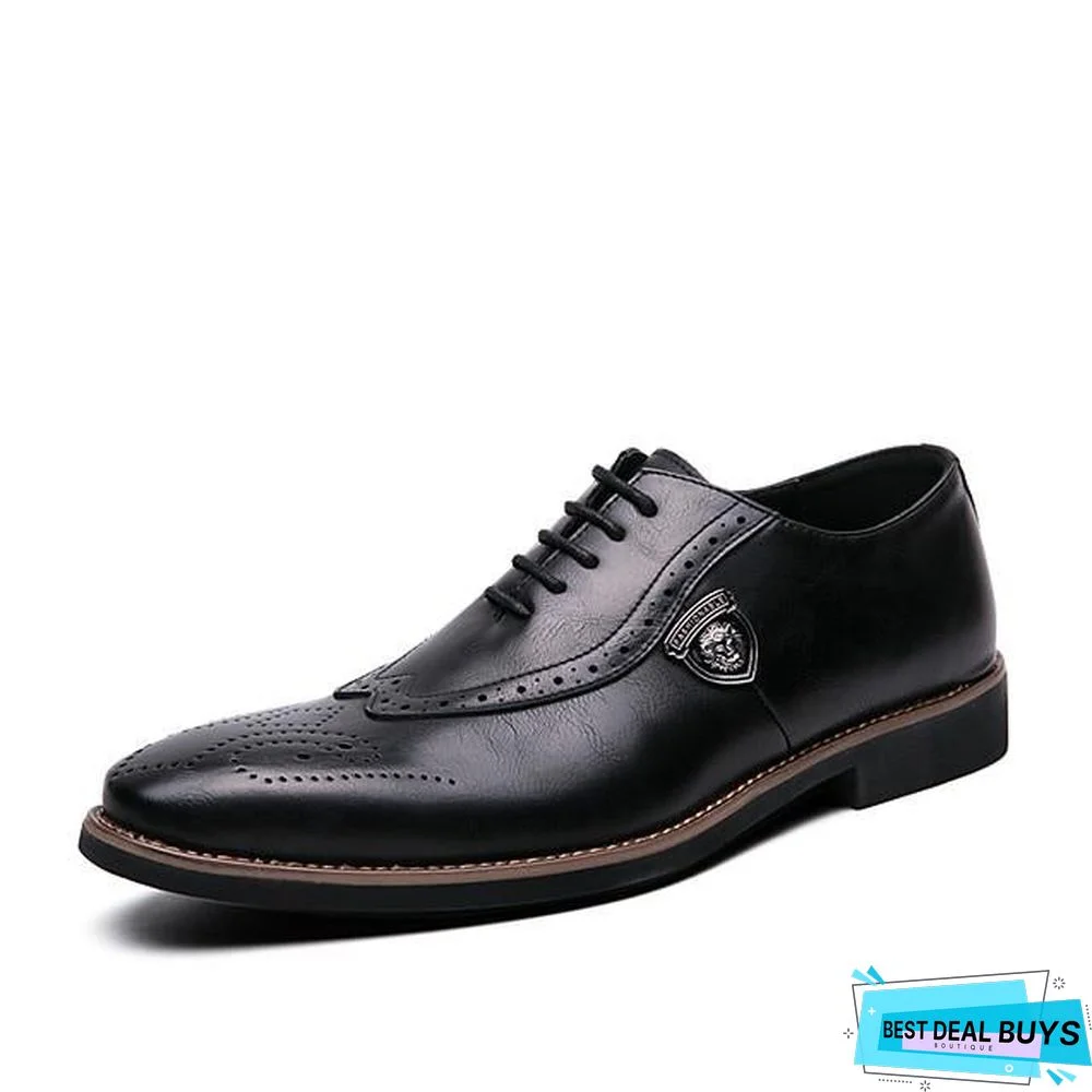 Men's Spring / Fall Classic / Casual / British Daily Outdoor Sneakers Walking Shoes Leather / Nappa Leather Breathable Non-slipping Wear Proof Dark Brown / Black